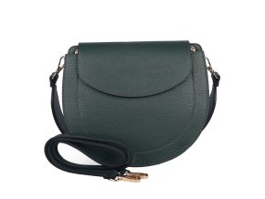 Středně velká kožená pevná kabelka na rameno/crossbody Vera Pelle no. 377 zelená