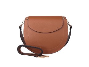 Středně velká kožená pevná kabelka na rameno/crossbody Vera Pelle no. 377 hnědá