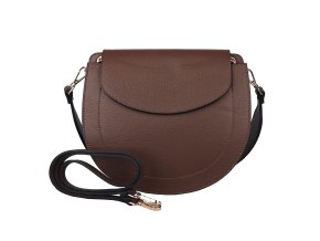 Středně velká kožená pevná kabelka na rameno/crossbody Vera Pelle no. 377 tmavěhnědá