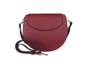 Středně velká kožená pevná kabelka na rameno/crossbody Vera Pelle no. 377 tmavěčervená