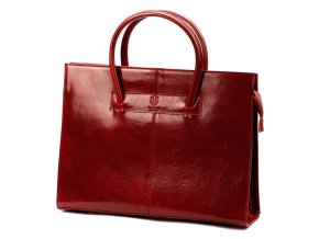 Kožená dámská business taška do ruky Florence no. 1028 tmavěčervená na formát A4