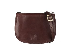 Středně velká crossbody kožená kabelka no. 49 tmavěhnědá
