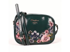 Malá crossbody kabelka s květinami David Jones CM4081 tmavězelená