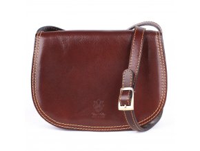 Středně velká crossbody kožená kabelka no. 49 hnědá