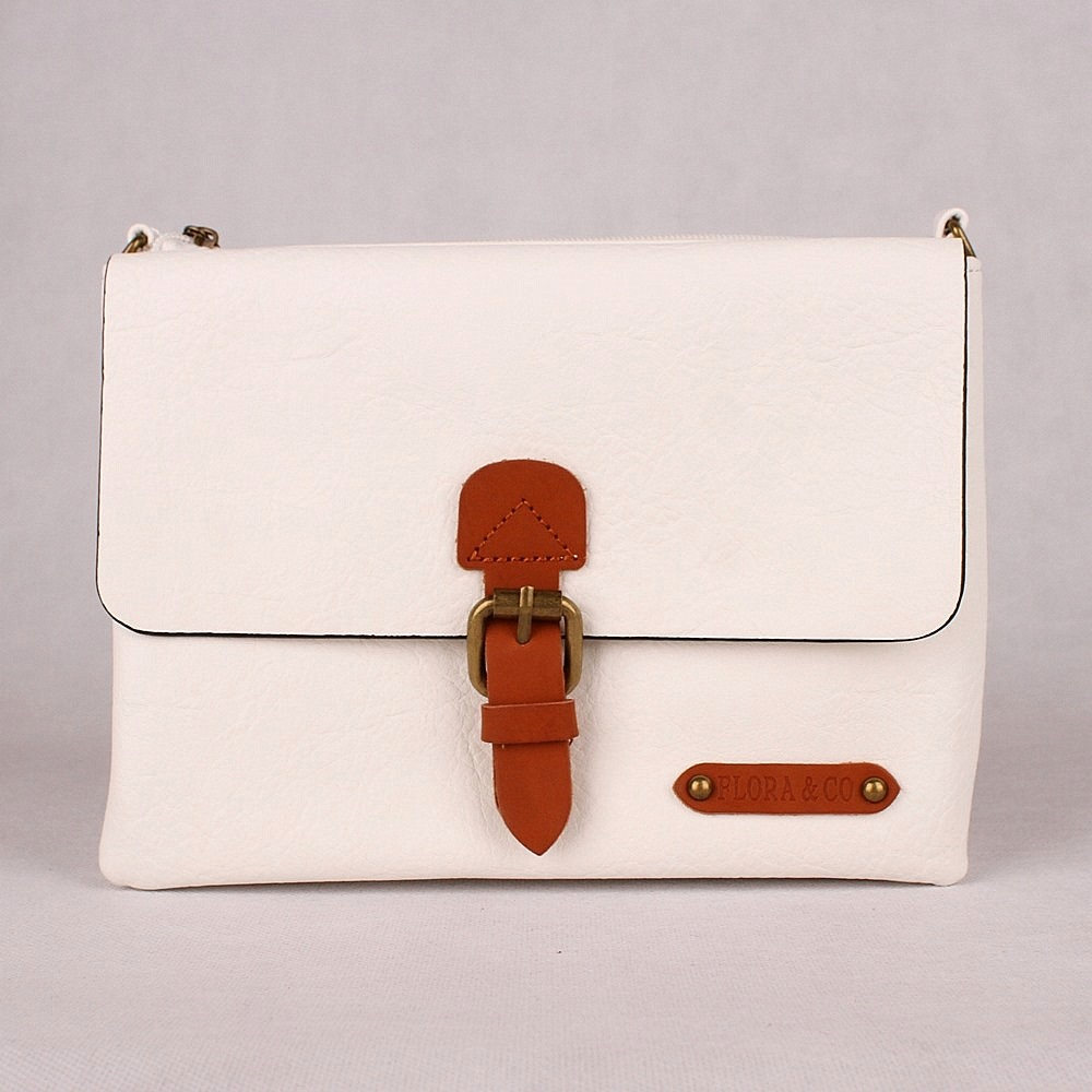 Dvousekční malá crossbody kabelka FLORA&CO H6768 bílá | Kabelkyprovas.cz