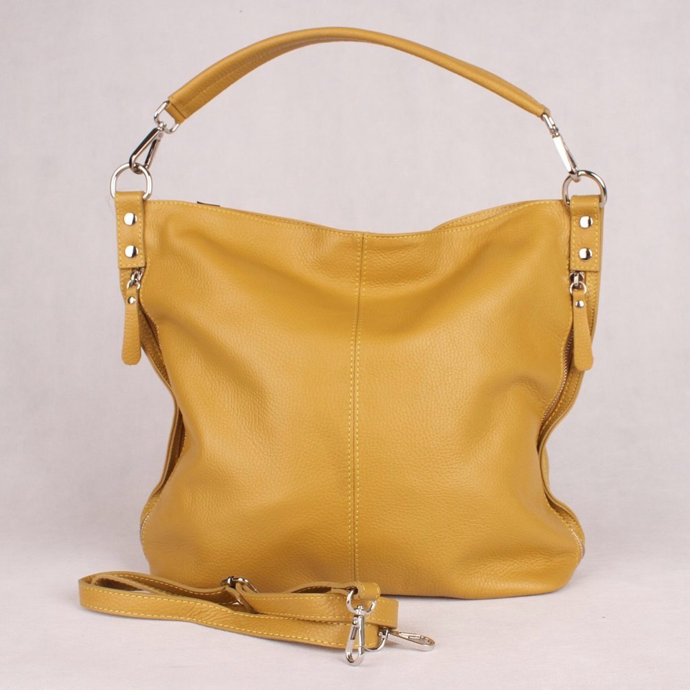 Vera Pelle Kožená kabelka na rameno i crossbody 7733 hořčicová