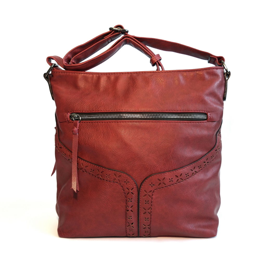 Dámská střední crossbody kabelka LIDA 2341 tmavěčervená | KabelkyproVas.cz