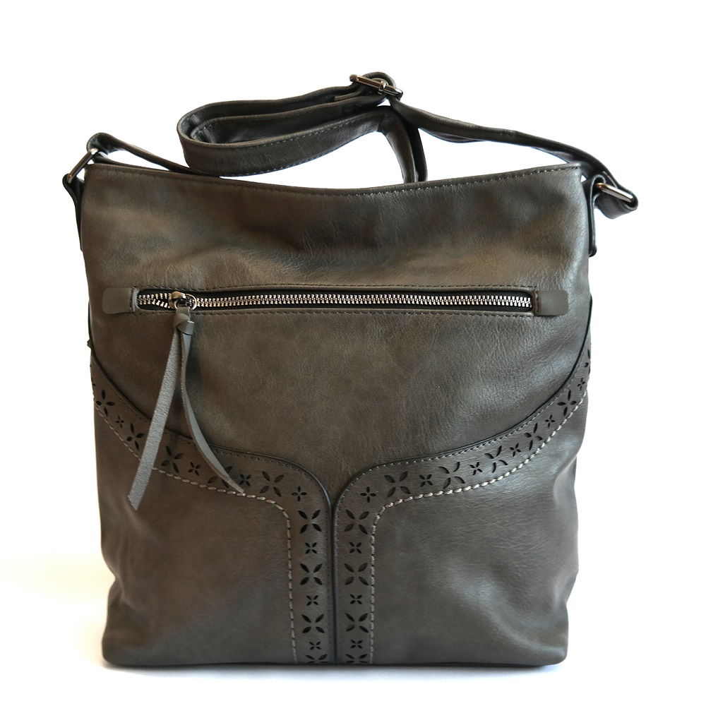 Dámská střední crossbody kabelka LIDA 2341 tmavěšedá | KabelkyproVas.cz