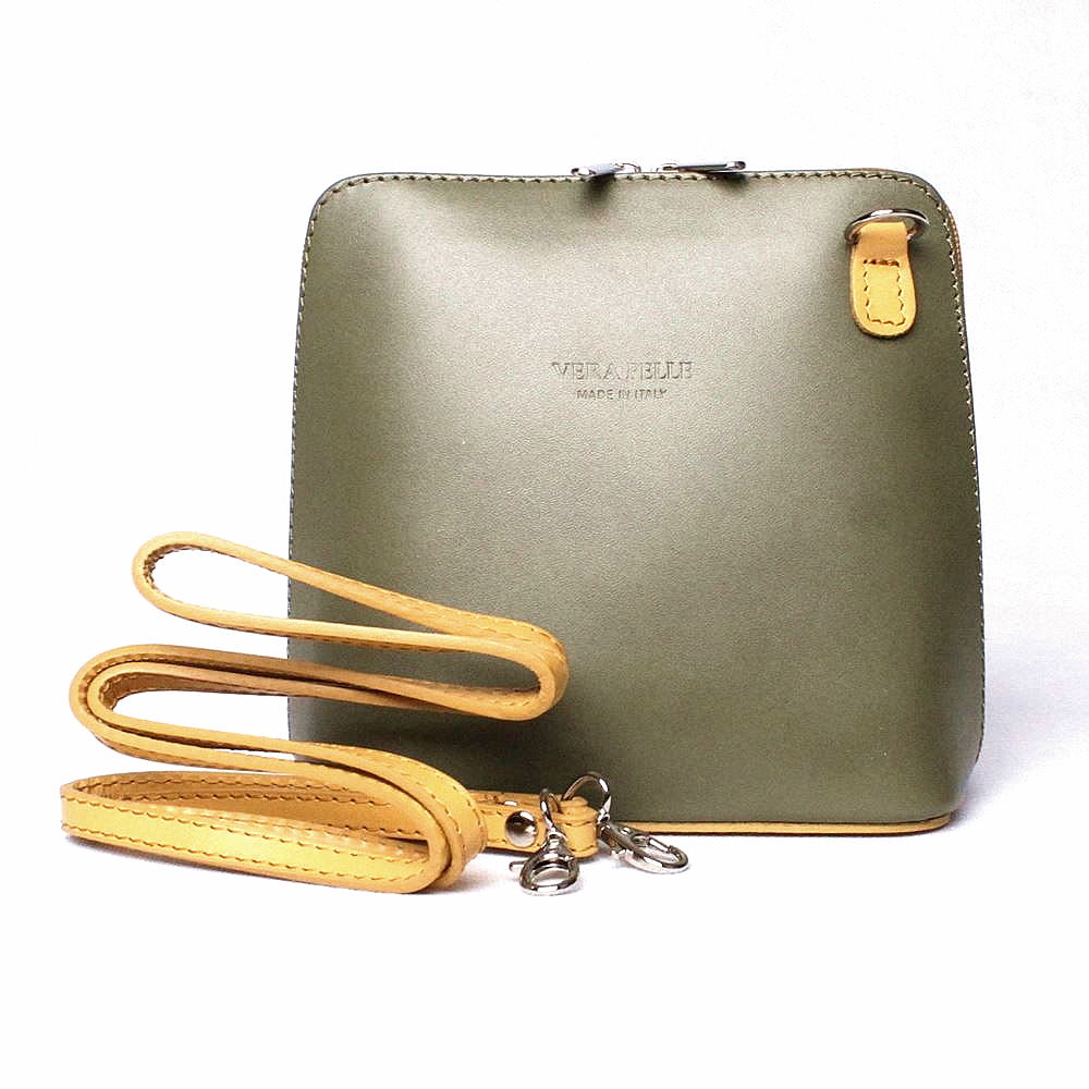 Dámská kožená crossbody kabelka no. 55 zeleno-žlutá | KabelkyproVas.cz