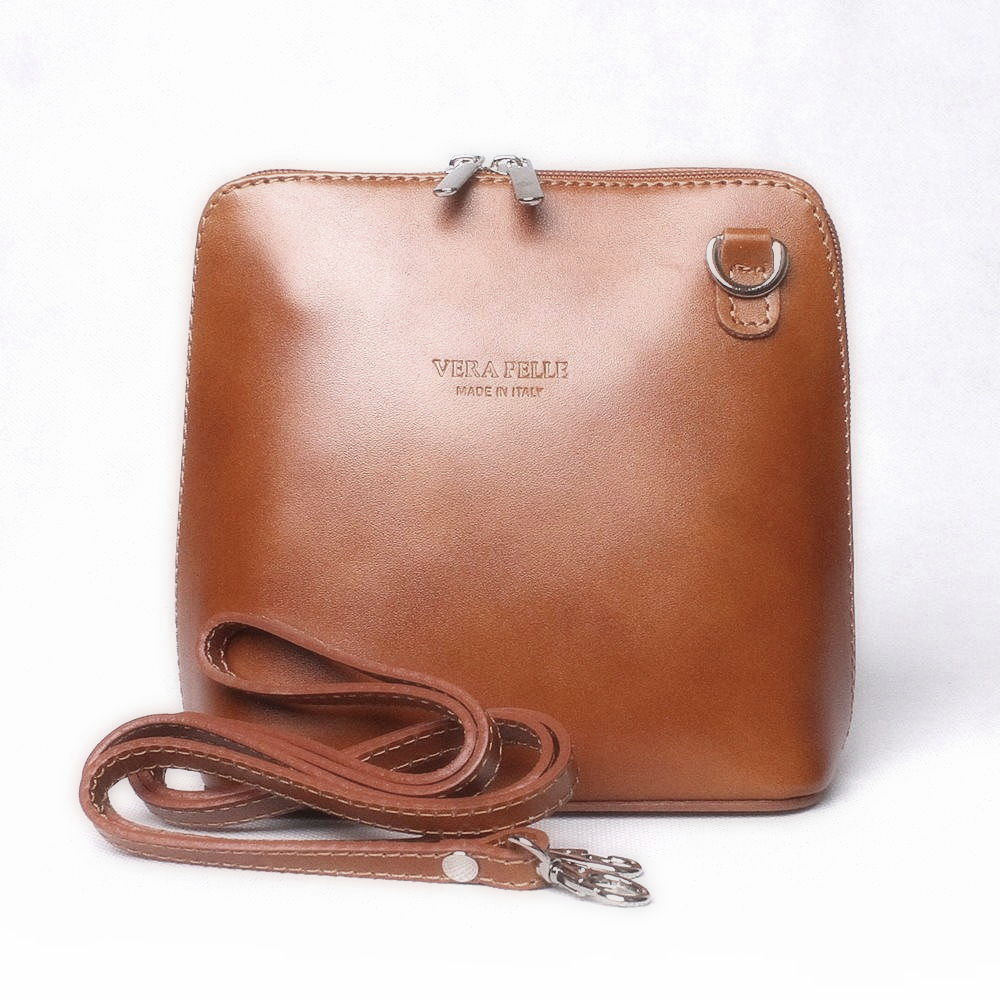 Dámská kožená crossbody kabelka no. 55 světlehnědá | KabelkyproVas.cz