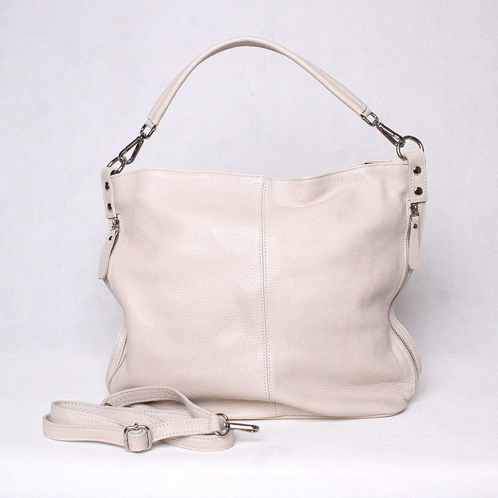 Kožená kabelka na rameno i crossbody 7733 světlebéžová (jemná latté)