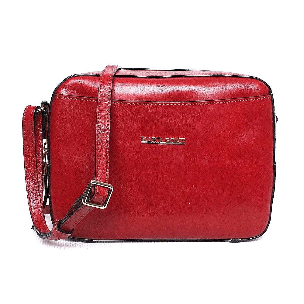 Luxusní dámská kožená crossbody kabelka Marta Ponti no. 8 tmavěčervená | KabelkyproVas.cz