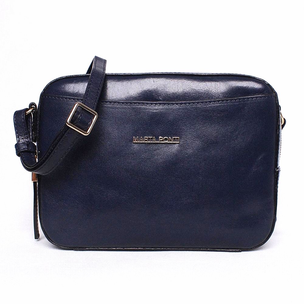 Luxusní dámská kožená crossbody kabelka Marta Ponti no. 8 tmavěmodrá  | KabelkyproVas.czl