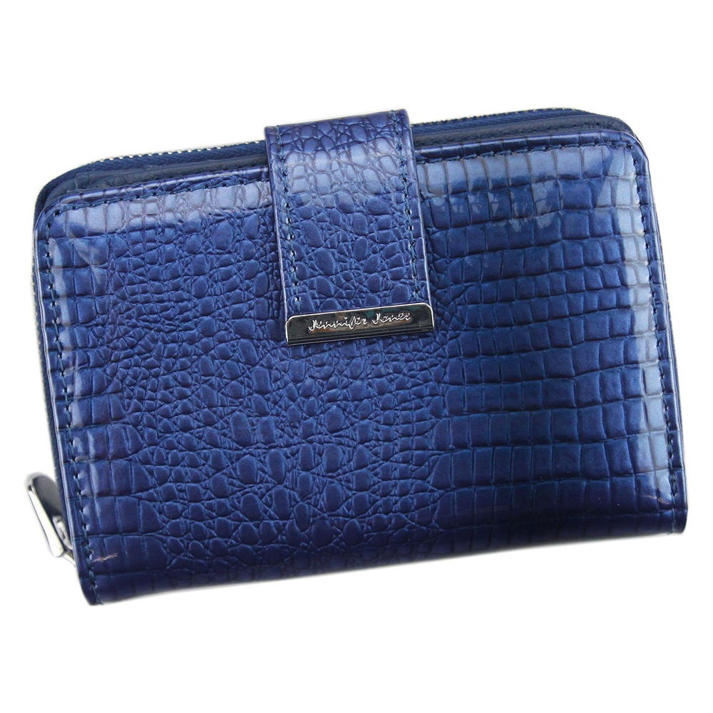 Dámská lesklá kožená peněženka Jennifer Jones 5198 modrá | KabelkyproVas.cz