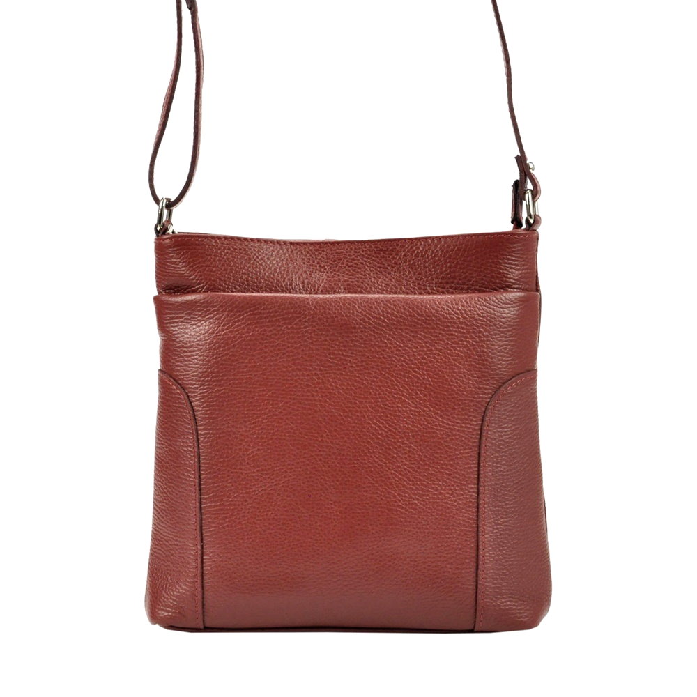 Dámská středně velká kožená crossbody kabelka Patrizia Piu 417 tmavěčervená | KabelkyproVas.cz