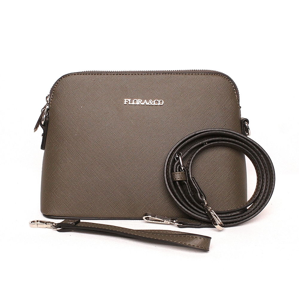 Dámská malá pevná crossbody kabelka FLORA&CO F3772 zelenohnědá (khaki) | KabelkyproVas.cz
