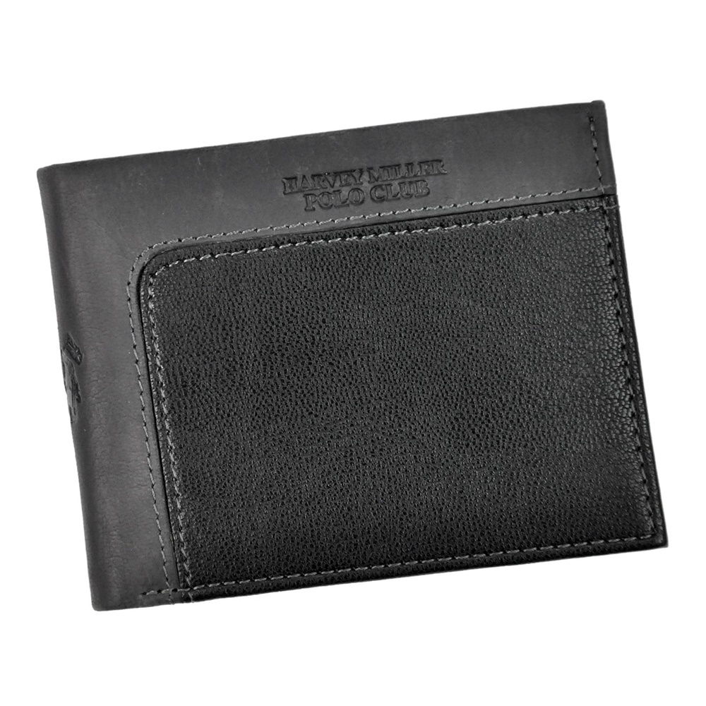 Pánská malá kožená peněženka Harvey Miller Polo Club 1711 992 černá | KabelkyproVas.cz