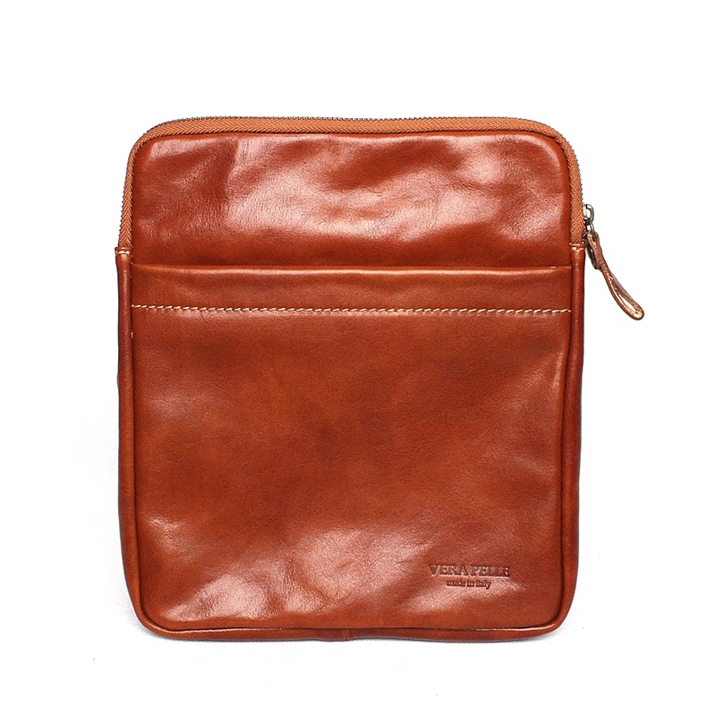 Pánská kožená středně velká crossbody taška Vera Pelle no. 82 světlehnědá | KabelkyprVas.cz