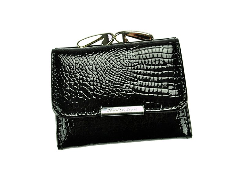 Dámská malá lesklá kožená peněženka Jennifer Jones 5287 černá | KabelkyproVas.cz