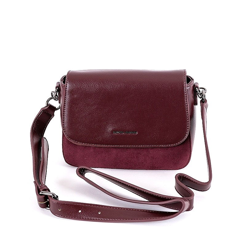 Dámská pevná crossbody kabelka David Jones 6441-1 tmavěčervená | KabelkyproVas.cz