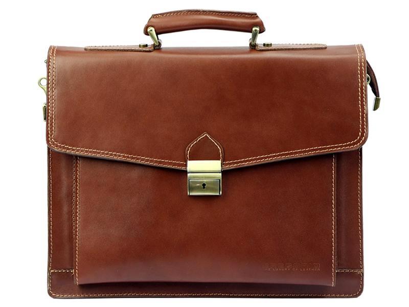 Pánská velká hladká kožená aktovka Gregorio art. 6 hnědá | KabelkyproVas.cz