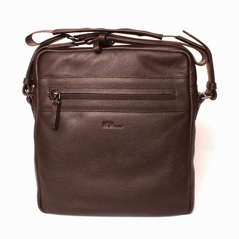Velká kvalitní kožená crossbody taška Marta Ponti C49 tmavěhnědá