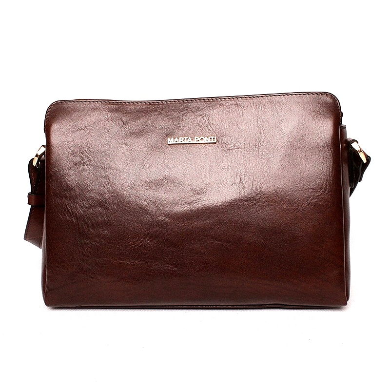 Luxusní dámská kožená crossbody kabelka Marta Ponti no. 205 tmavěhnědá | KabelkyproVas.cz
