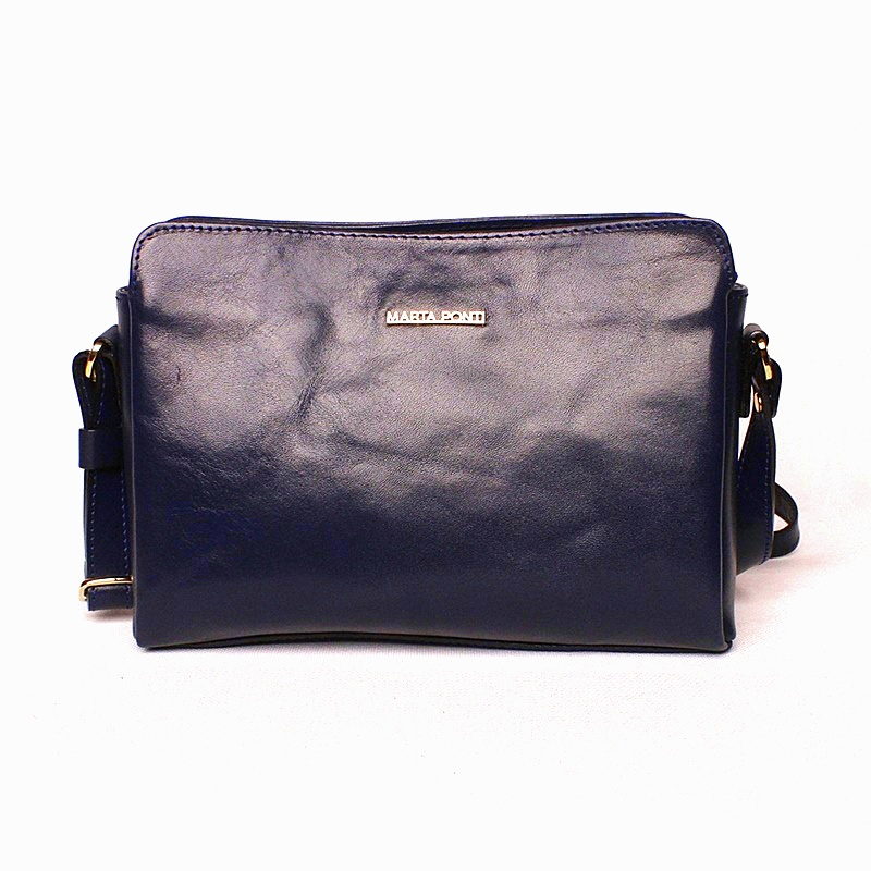 Luxusní dámská kožená crossbody kabelka Marta Ponti no. 205 tmavěmodrá | KabelkyproVas.cz