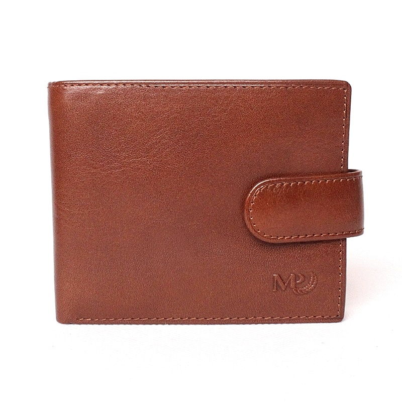 Pánská malá luxusní hladká kožená peněženka Marta Ponti no. B357R + RFID hnědá | KabelkyproVas.cz