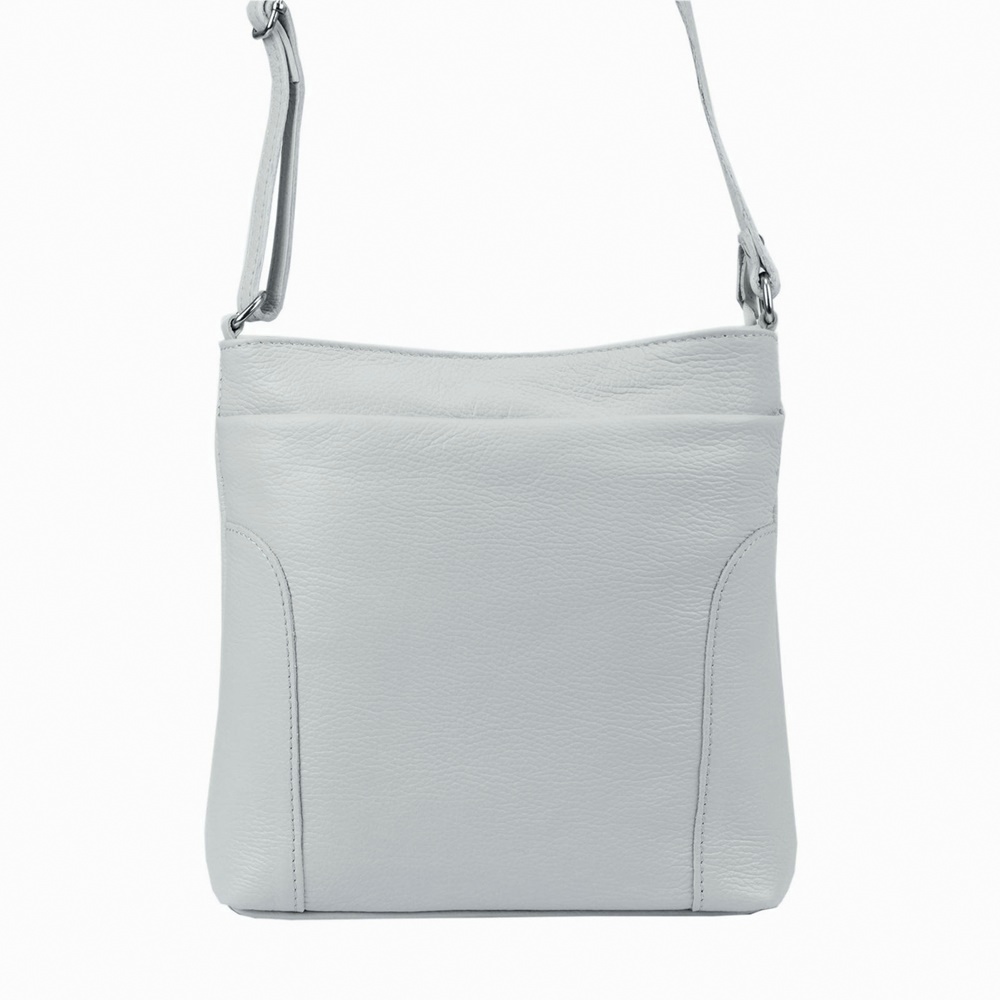 Středně velká kožená crossbody kabelka Patrizia Piu 417 světlešedá