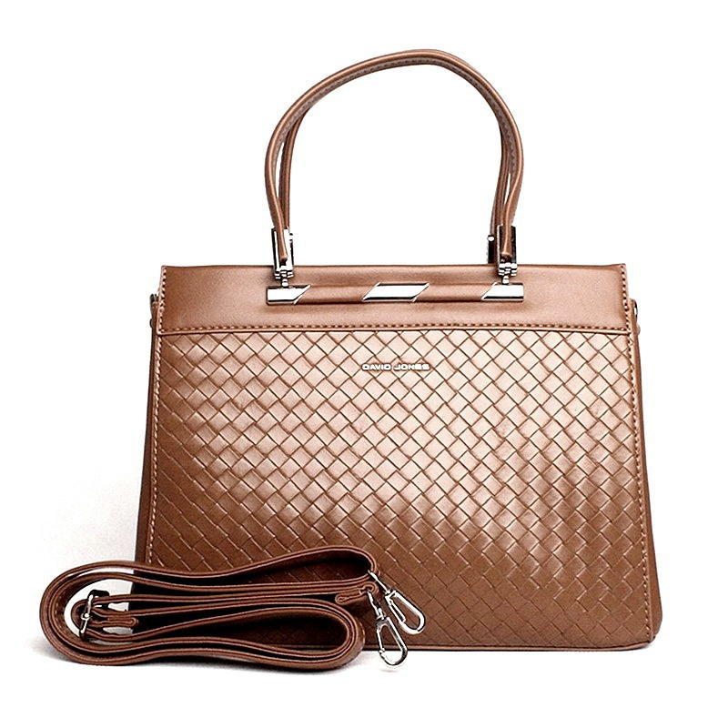 David Jones Paris Střední tříoddílová kabelka do ruky David Jones CM6446A hnědá