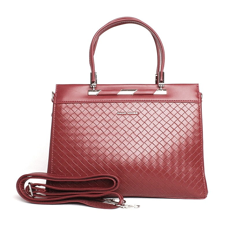 David Jones Paris Střední tříoddílová kabelka do ruky David Jones CM6446A tmavěčervená