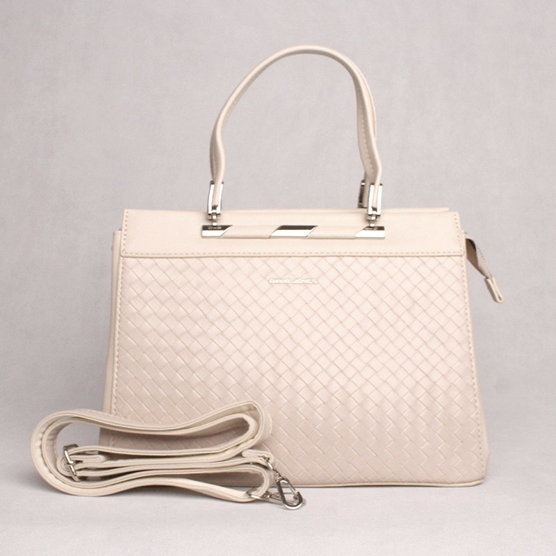 David Jones Paris Střední tříoddílová kabelka do ruky David Jones CM6446A krémová