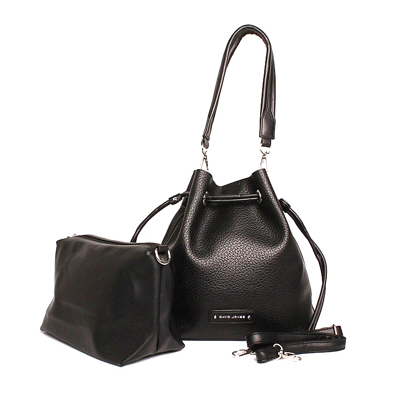 David Jones Paris Střední kabelka do ruky či rameno + etue David Jones CM6410 černá