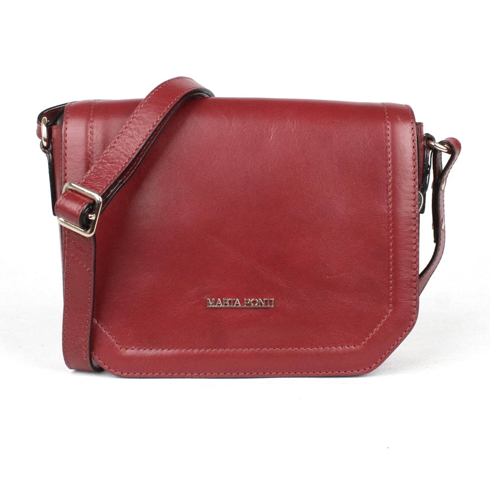 Luxusní dámská kožená crossbody kabelka Marta Ponti no. 9 tmavěčervená