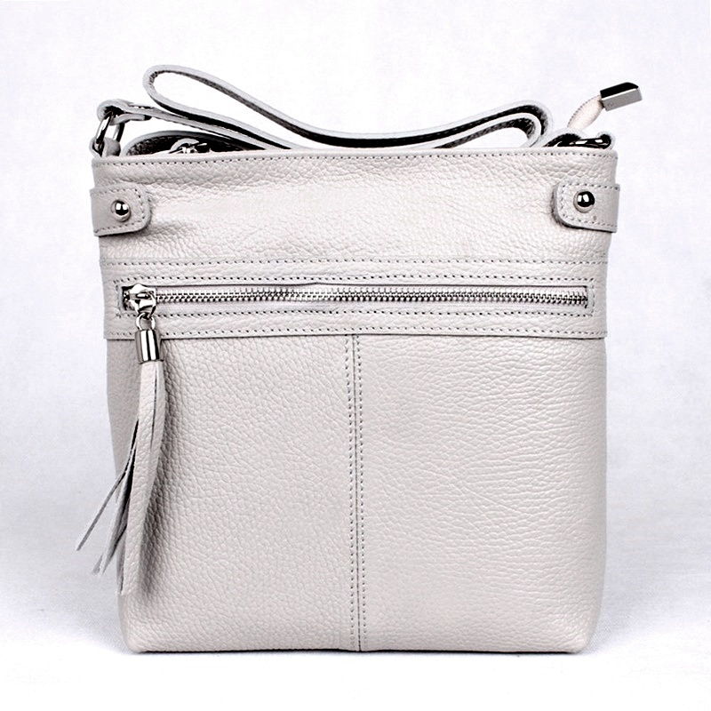 Malá šedá kožená crossbody kabelka Vera Pelle no. 60