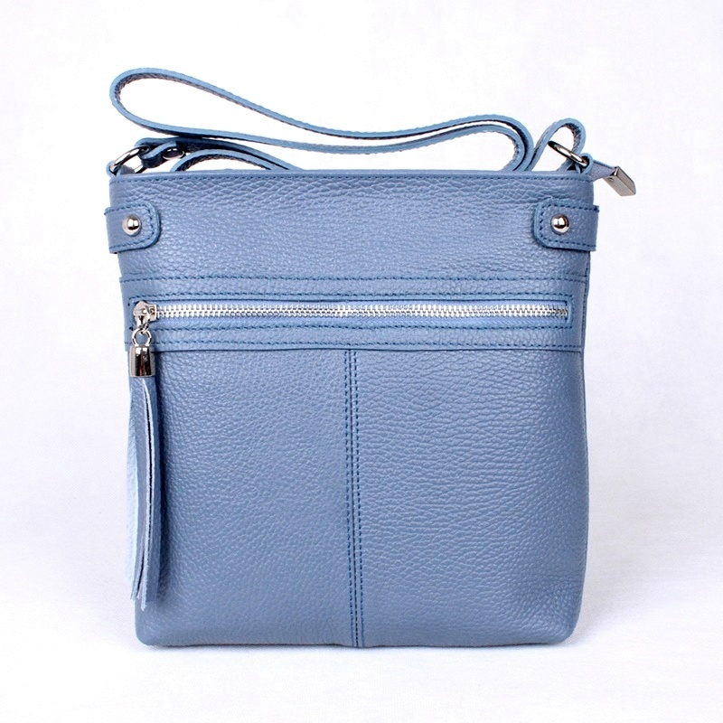 Malá modrá kožená crossbody kabelka Vera Pelle no. 60