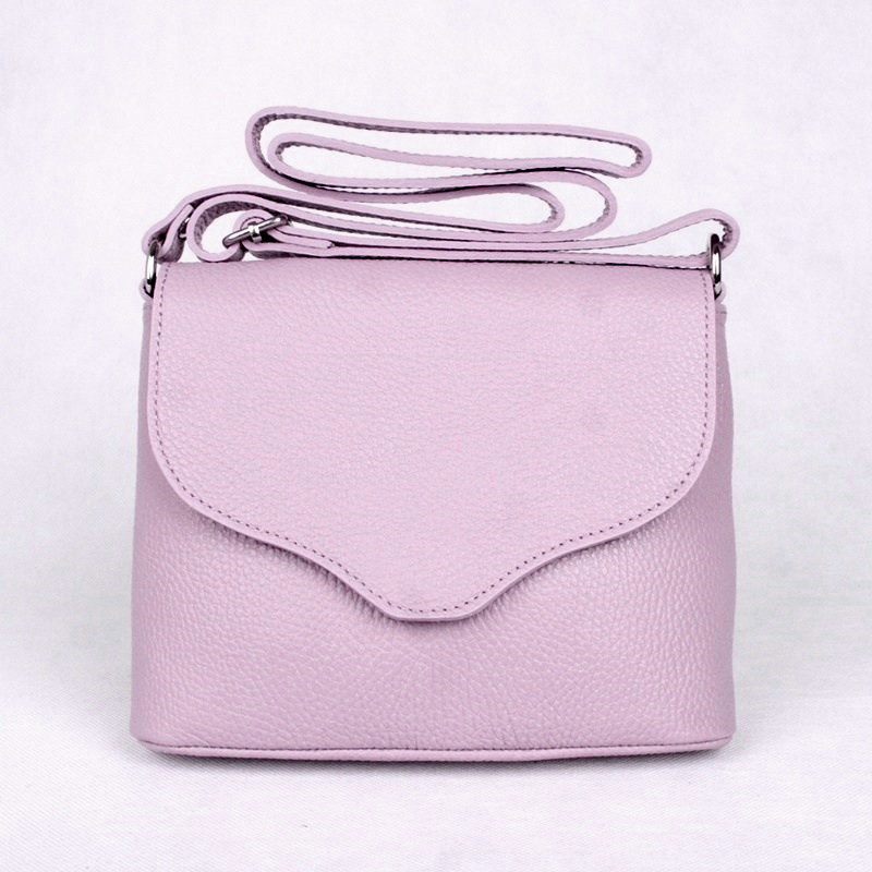Malá fialovo-růžová kožená crossbody kabelka Vera Pelle no. 61