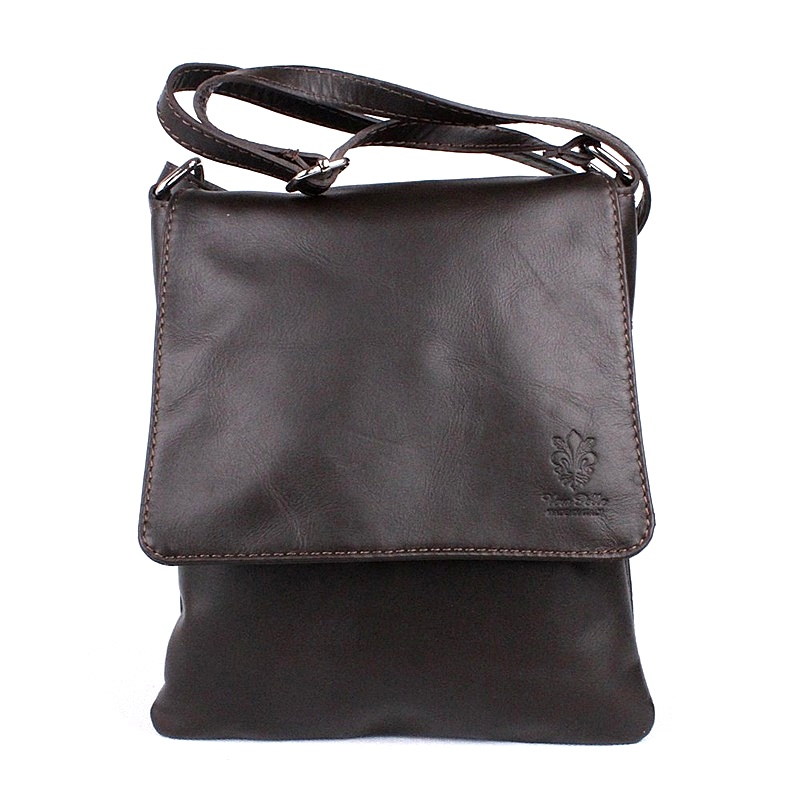 Vera Pelle Kožená středně velká crossbody kabelka no. 88 tmavěhnědá