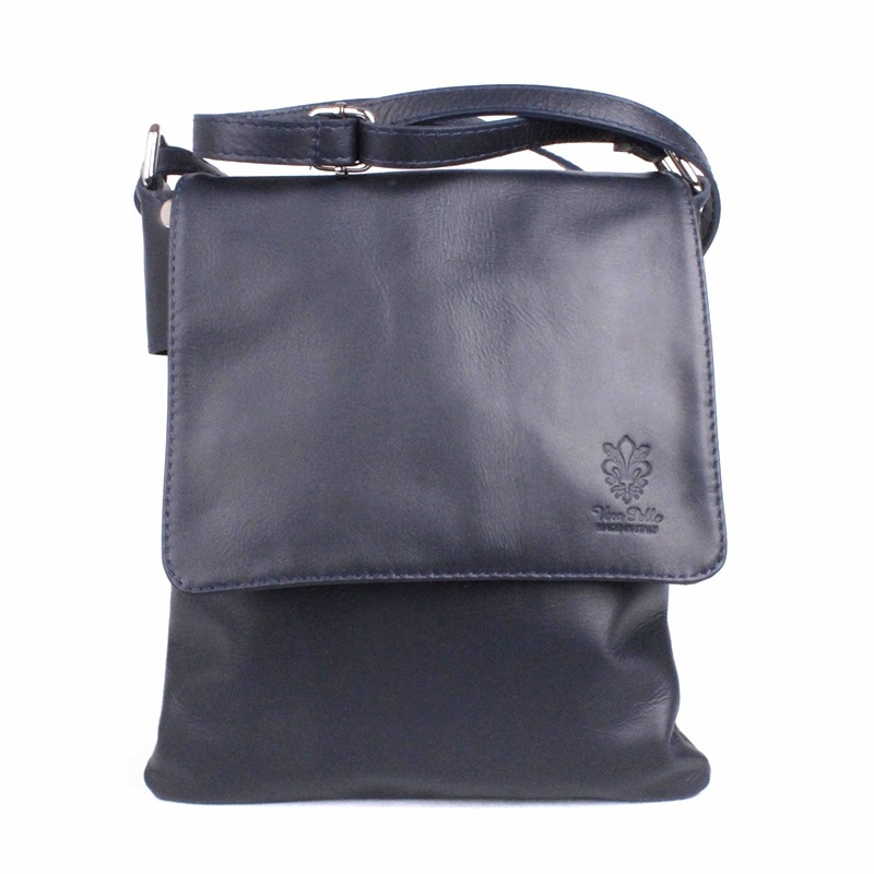 Vera Pelle Kožená středně velká crossbody kabelka no. 88 tmavěmodrá