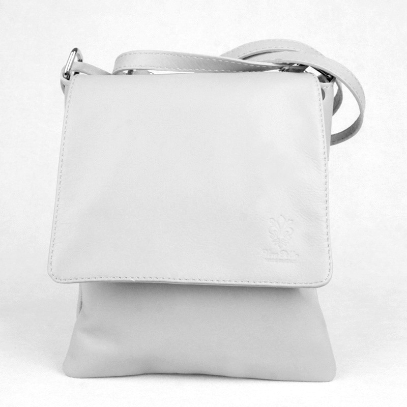 Vera Pelle Kožená středně velká crossbody kabelka no. 88 světlešedá