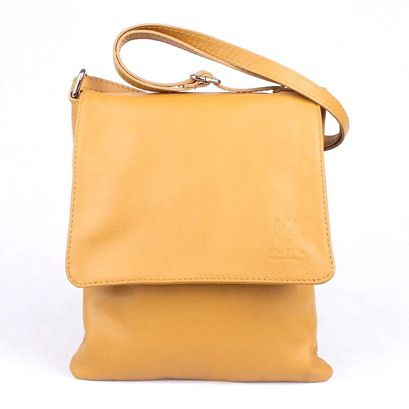 Vera Pelle Kožená středně velká crossbody kabelka no. 88 hořčicová
