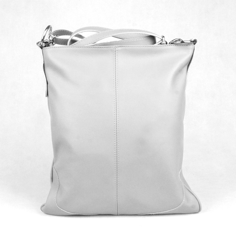 Velká kožená crossbody kabelka Vera Pelle no. 5509 světlešedá