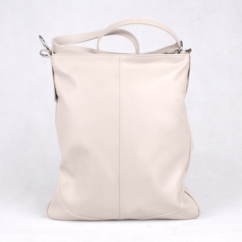 Velká kožená crossbody kabelka Vera Pelle no. 5509 světlá latté