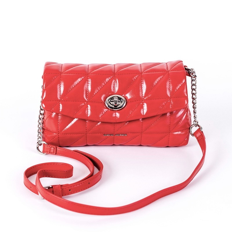 David Jones Paris Moderní malá crossbody kabelka David Jones 6719-1A červená