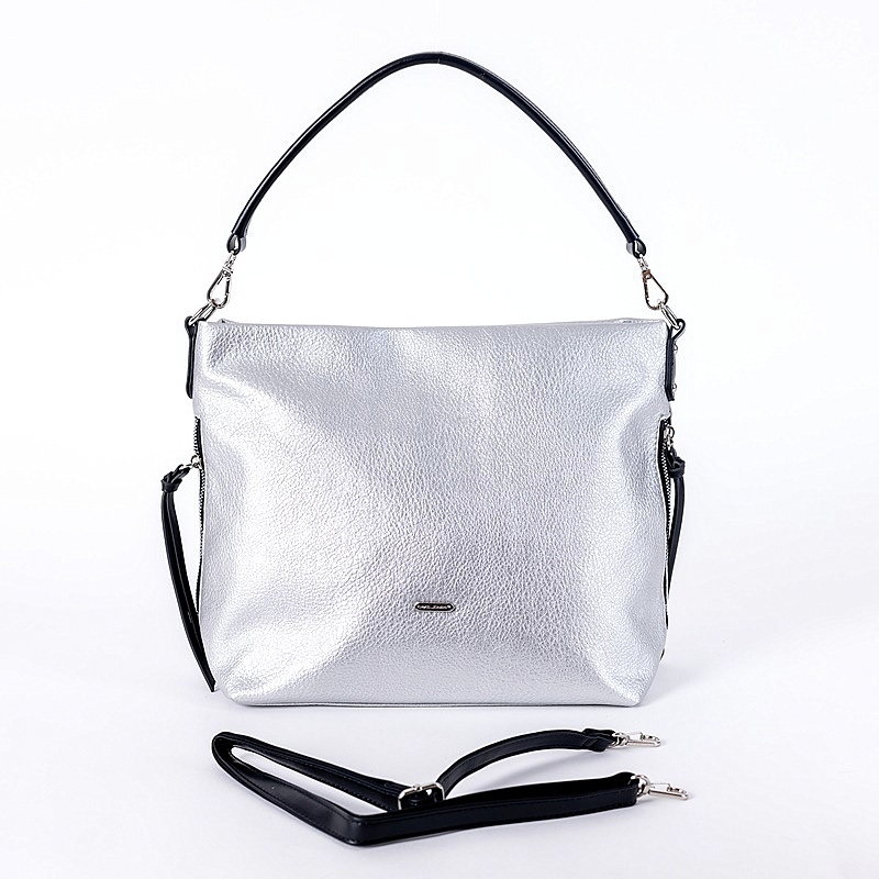 David Jones Paris Středně velká kabelka na rameno i crossbody David Jones 6727-2A stříbrná