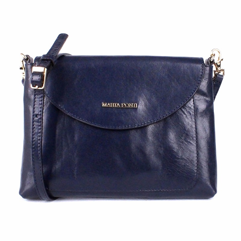 Luxusní dámská kožená crossbody kabelka Marta Ponti A16 tmavěmodrá