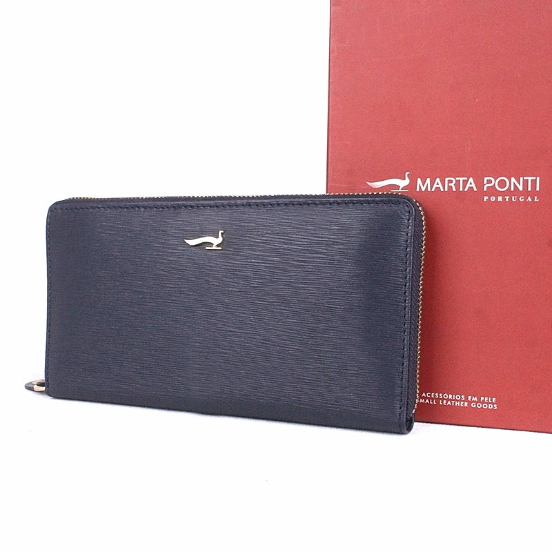 Luxusní celozipová kožená peněženka Marta Ponti P002 tmavěmodrá