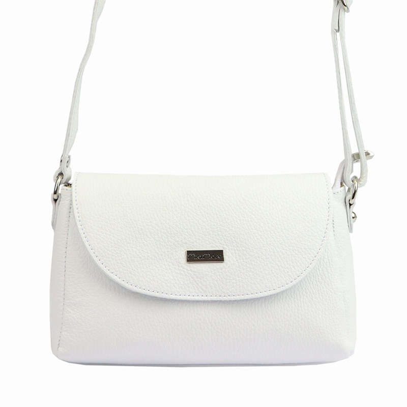 Mia More (Itálie) Malá bílá kožená crossbody kabelka Mia More no. 018