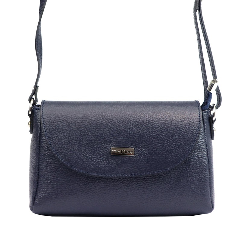 Malá tmavěmodrá kožená crossbody kabelka Mia More no. 018